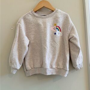 Kids oatmeal Sweatshirt with Rainbow Design size 5T